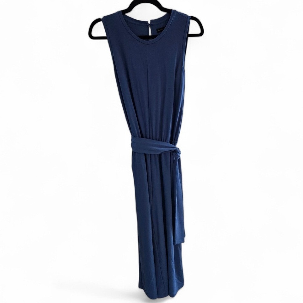 Banana Republic Sleeveless Wide Leg Jumpsuit (8) Womens Blue Belted Keyhole Back